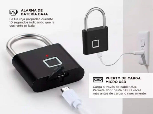 CANDADO CON HUELLA DIGITAL RESISTANTE